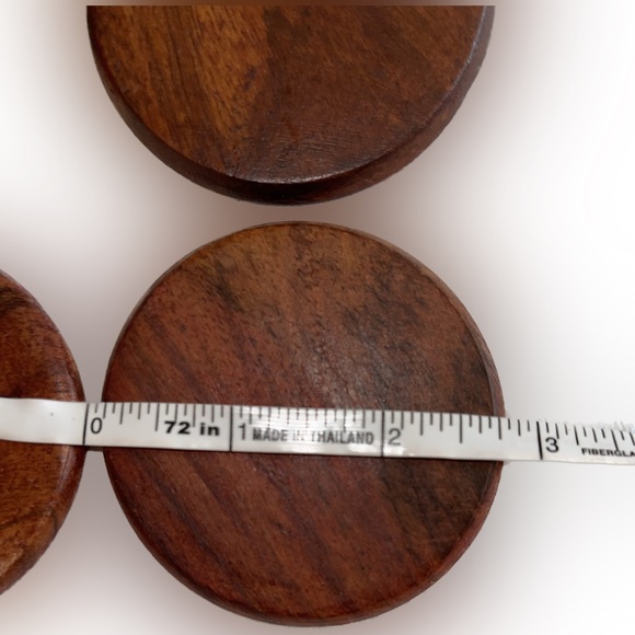 Antique Handmade Wooden Coaster Set Beautiful India Made Hand Carved Designs - Picture 7 of 12